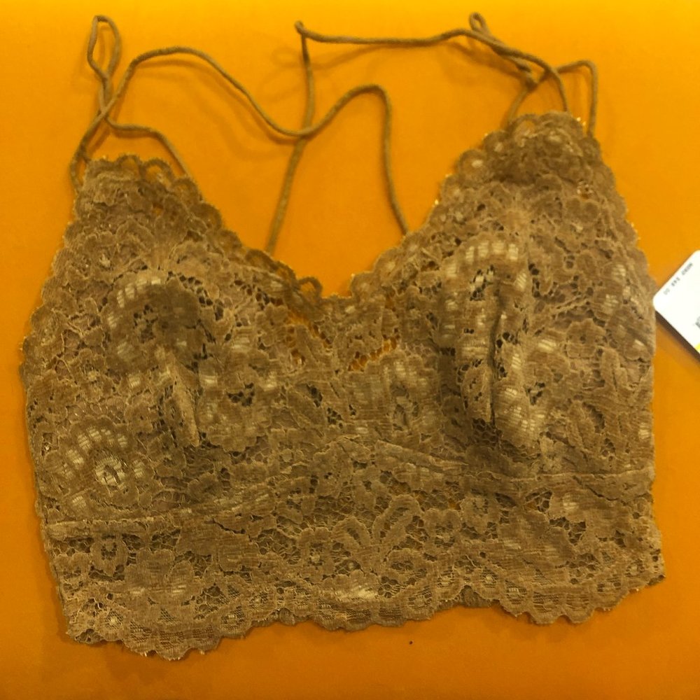 NWT Free People Celine Lace Bralette Caramel M - Picture 3 of 4